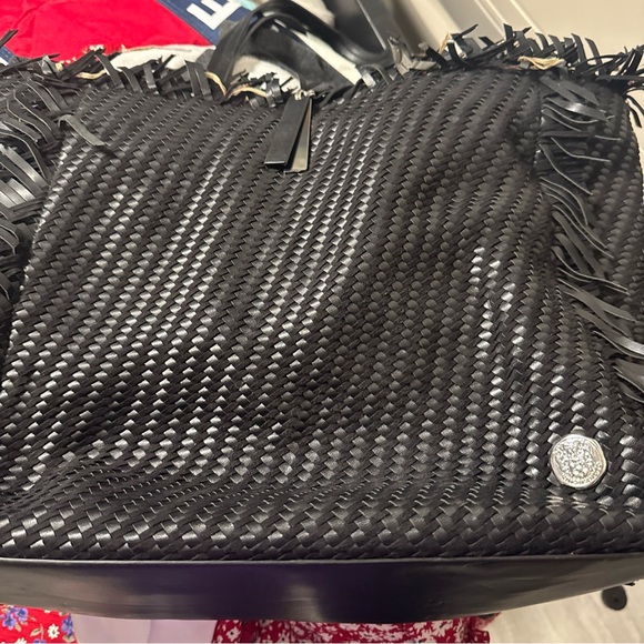 Vince Camuto Handbags - Black Woven Fringe Tote Bag Vince Camuto Excellent condition soft leather